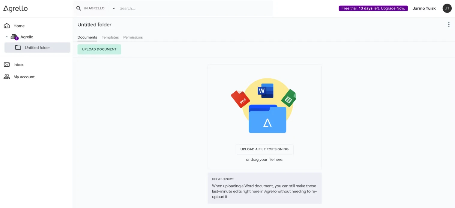 Agrello esignature solution: Setting up workspace