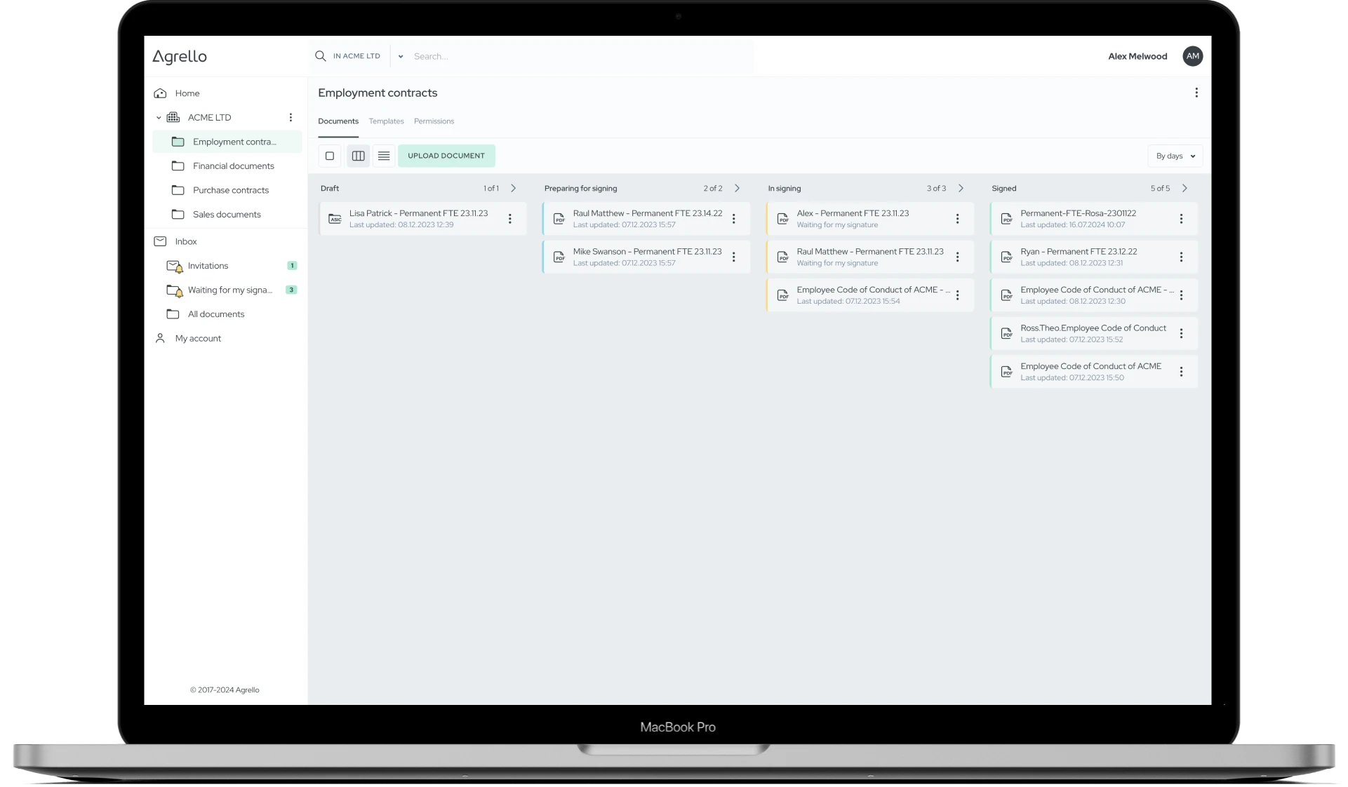 Agrello dashboard on MacBook